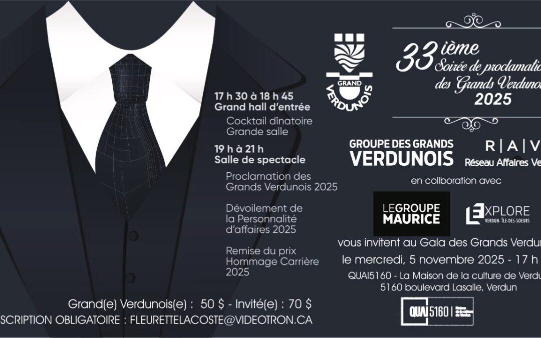Réservez votre place pour le 33e Gala des Grands Verdunois